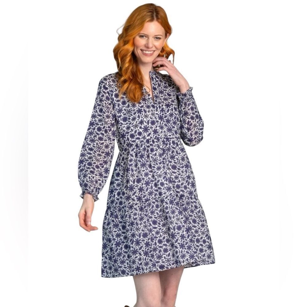 EUC Olivia James the Label Waverly dress, size M in blue and white floral